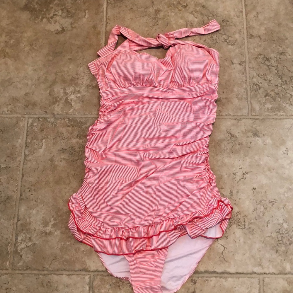 Red/White Striped Tankini
